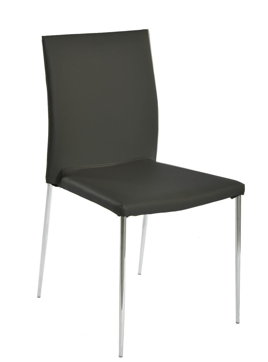 Silla INMA, apilable, metal, similpiel negra