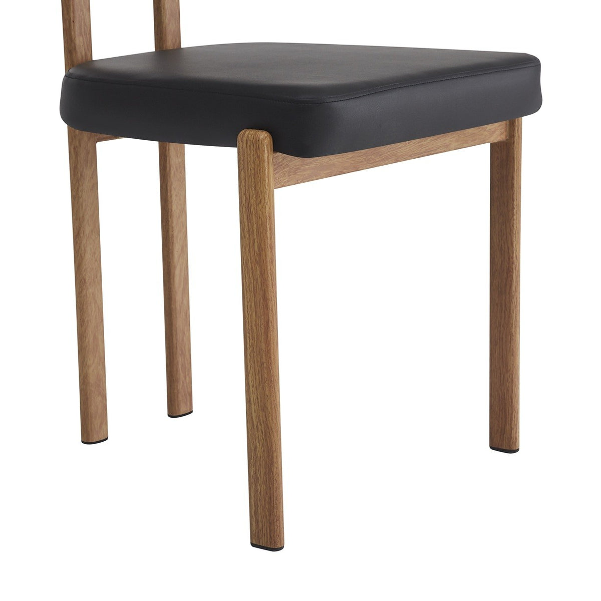 Silla MESINA, metal acabado de color madera, similpiel negra