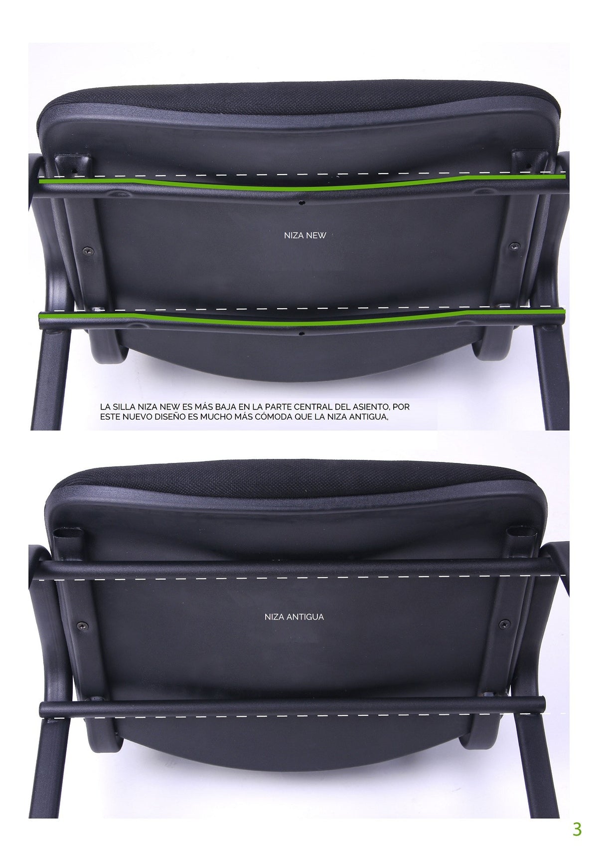 Silla NIZA NEW, chasis epoxi negro, similpiel naples negra