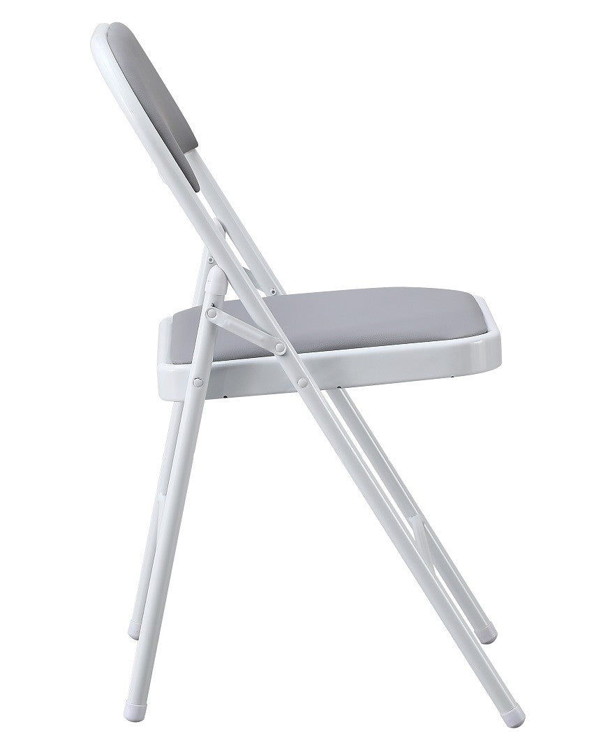 Silla SMART, plegable, metal, epoxi blanco, vinilo gris claro
