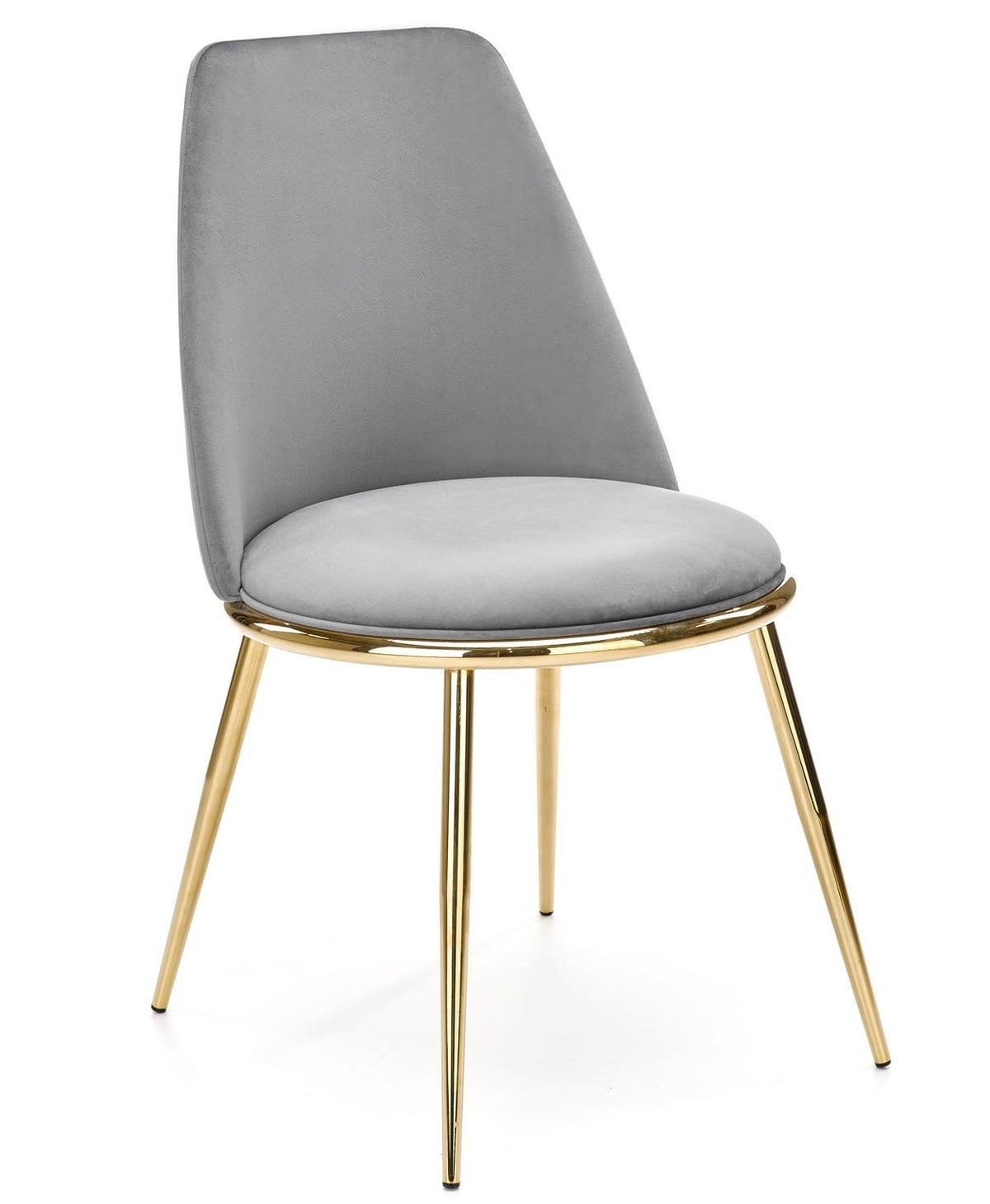 Silla TAVIRA, metal, cromado dorado, tapizado velvet gris