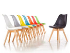 Silla TORRE 4P (SU), madera, polipropileno y cojín rojo