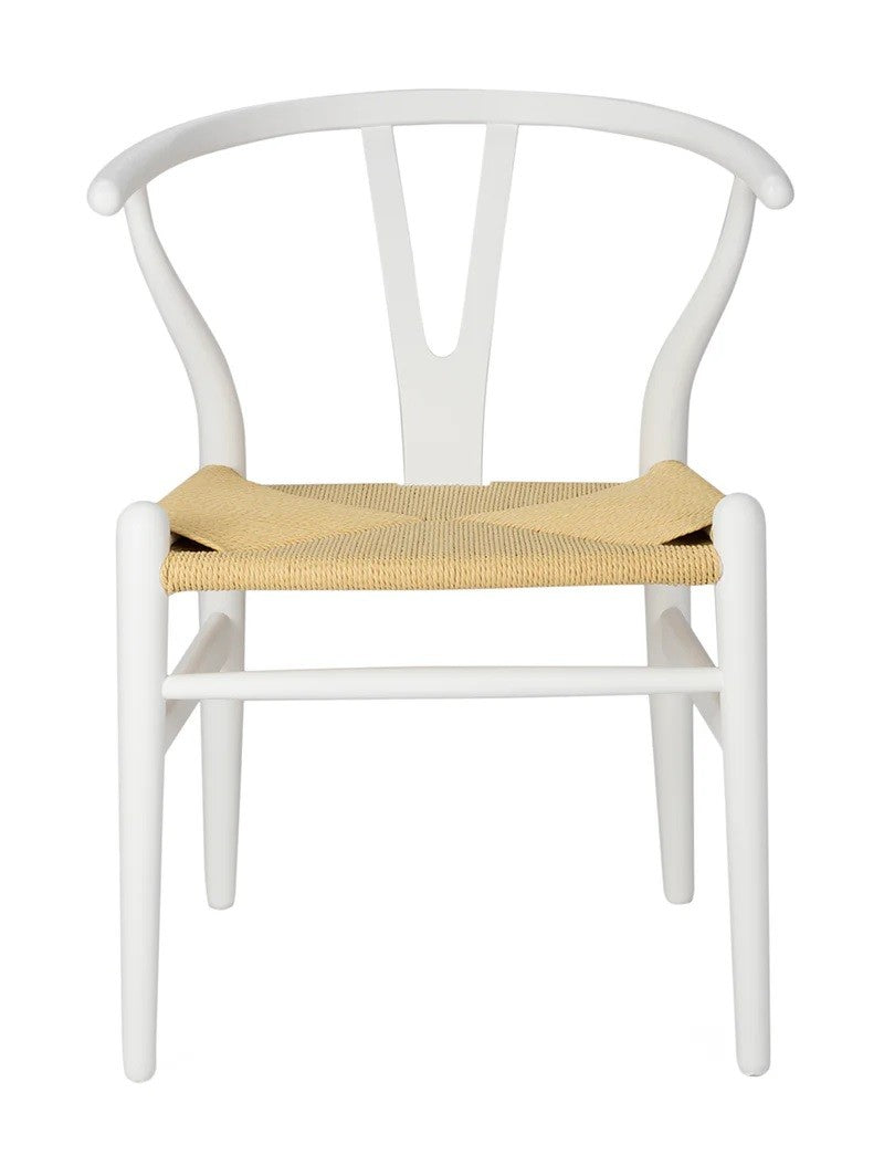Silla WISH, madera de haya, blanca, fibra trenzada