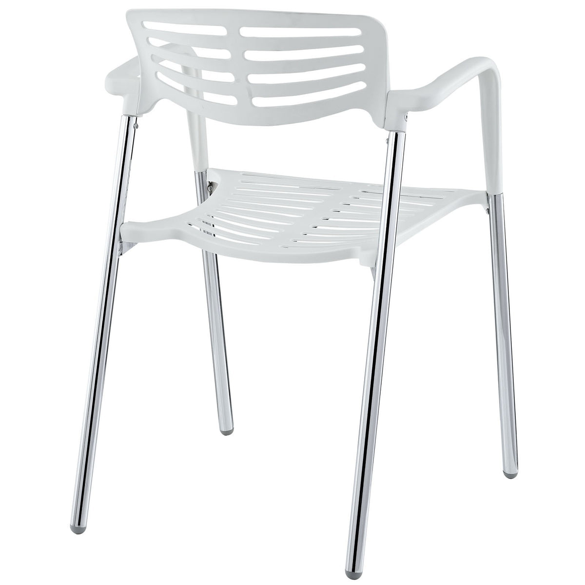 Sillón ALBENIZ, cromado, polipropileno blanco