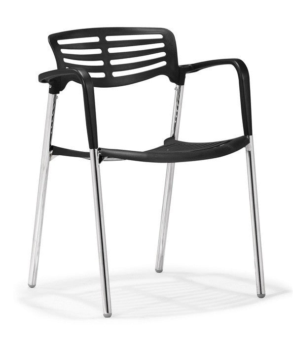 Sillón ALBENIZ, cromado, polipropileno negro