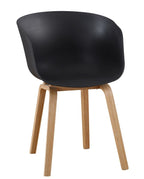 Sillón AWAK, madera curvada, polipropileno negro