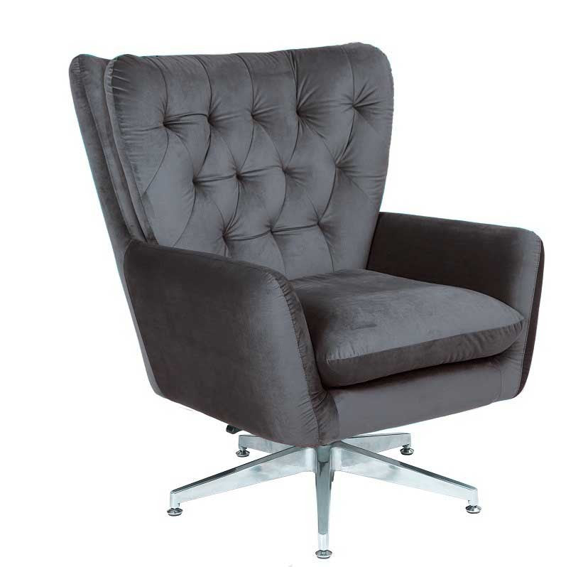 Sillón BÉCQUER, giratorio, regulable, tapizado velvet gris