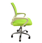 Sillón de oficina FISS NEW, blanco, regulación de altura, basculante, malla y tejido verde