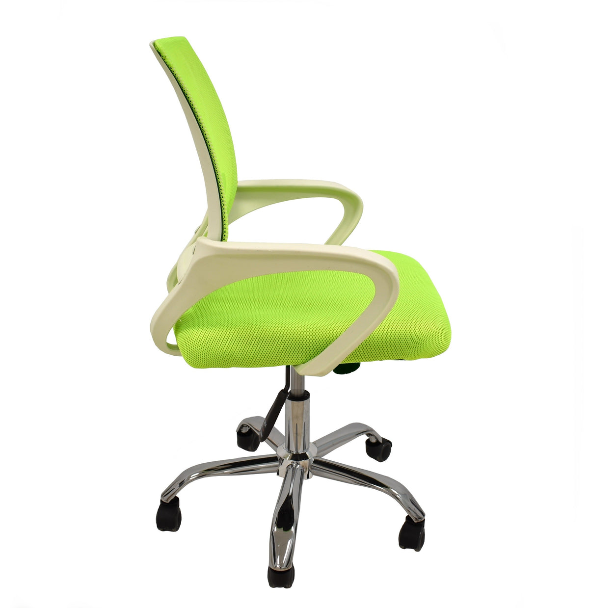 Sillón de oficina FISS NEW, blanco, regulación de altura, basculante, malla y tejido verde