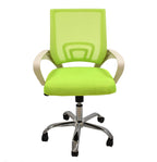 Sillón de oficina FISS NEW, blanco, regulación de altura, basculante, malla y tejido verde