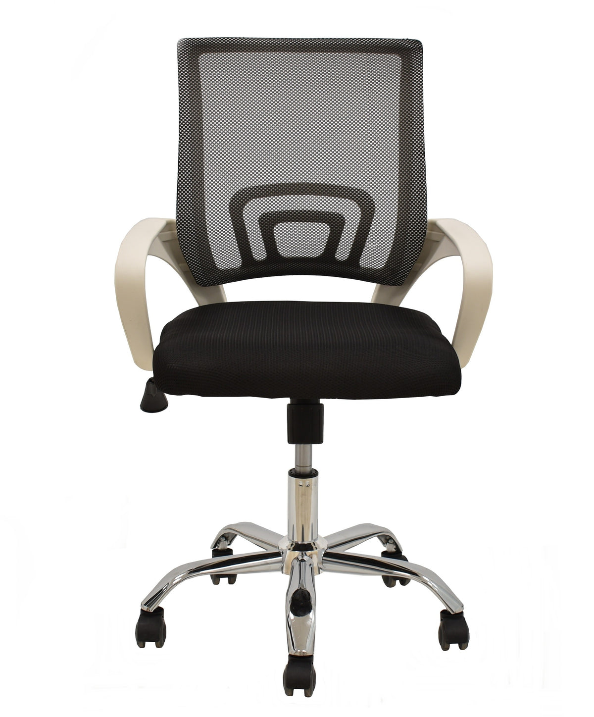 Sillón de oficina FISS NEW, brazos blanco, basculante, estructura y malla negro