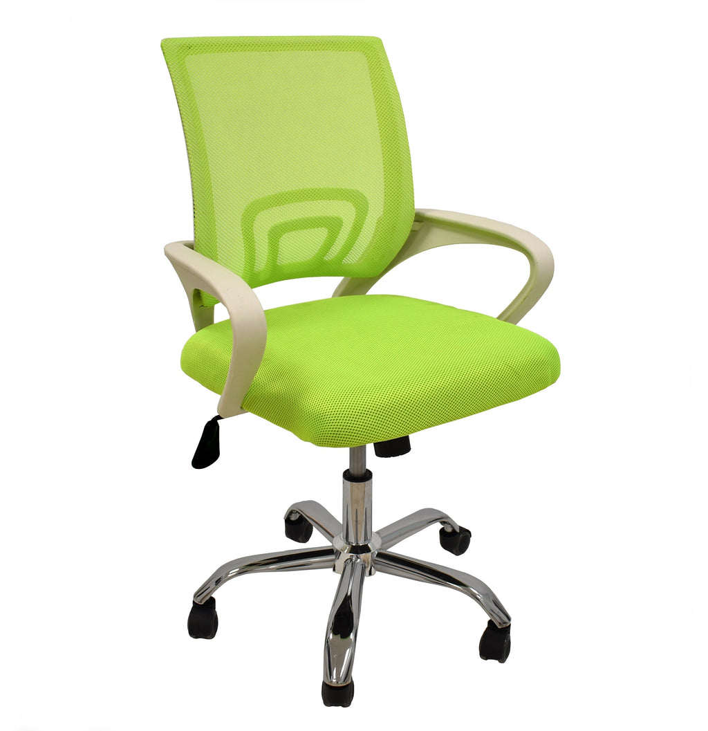 Sillón de oficina FISS NEW (M), blanco, regulación de altura, basculante, malla y tejido verde