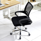 Sillón de oficina FISS NEW (M), negro, basculante, malla y tejido negro