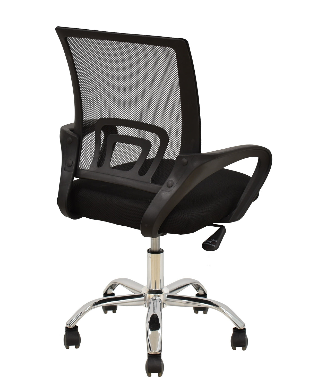 Sillón de oficina FISS NEW (M), negro, basculante, malla y tejido negro