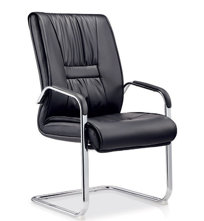 Sillón de oficina FLANDES, fijo de patín, cromado, similpiel negra