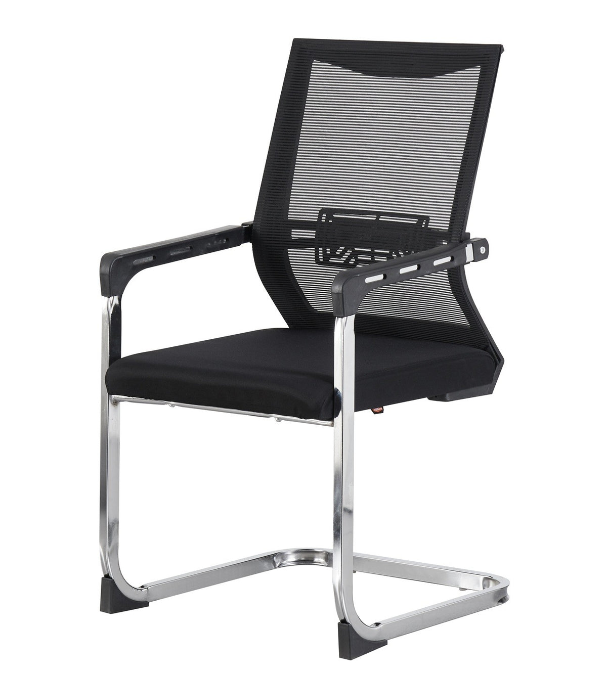 Sillón de oficina FLERS, fijo de patín, cromado, malla negra