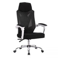 Sillón de oficina GRAZ, blanco, alto, malla y tejido negro