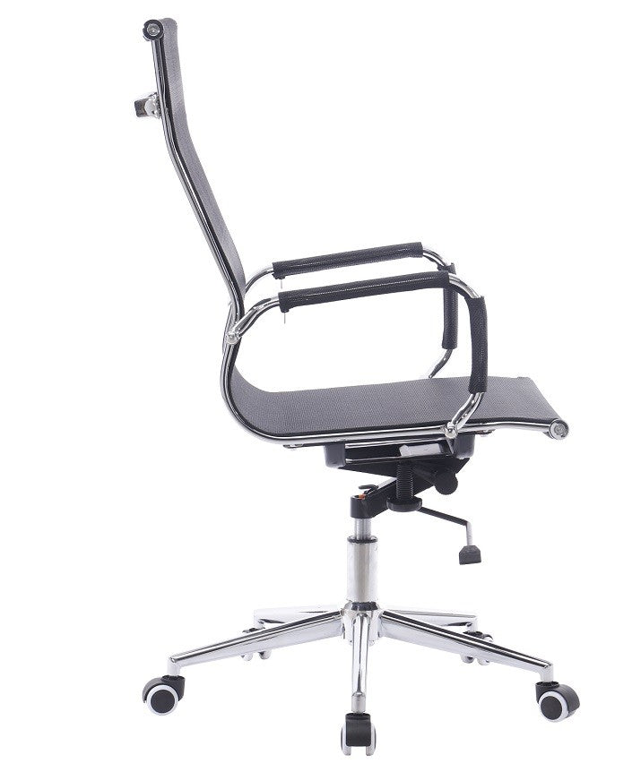 Sillón de oficina IGOR, alto, regulación de altura, basculante profundo, malla negra