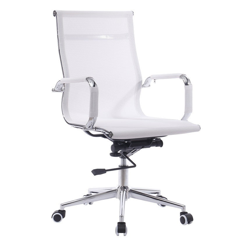Sillón de oficina IGOR, giratorio, regulación de altura, basculante profundo, malla blanca