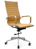 Sillón de oficina OLIVER, alto, regulación de altura, basculante profundo, similpiel marrón claro