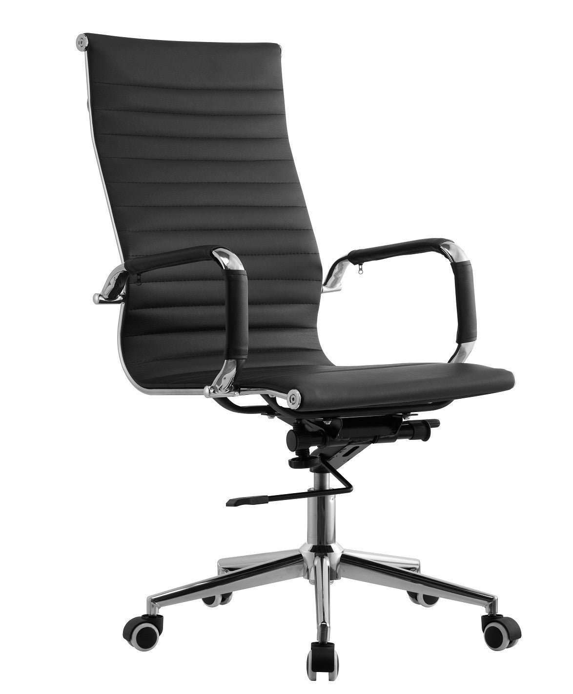 Sillón de oficina OLIVER, alto, regulación de altura, basculante profundo, similpiel negra