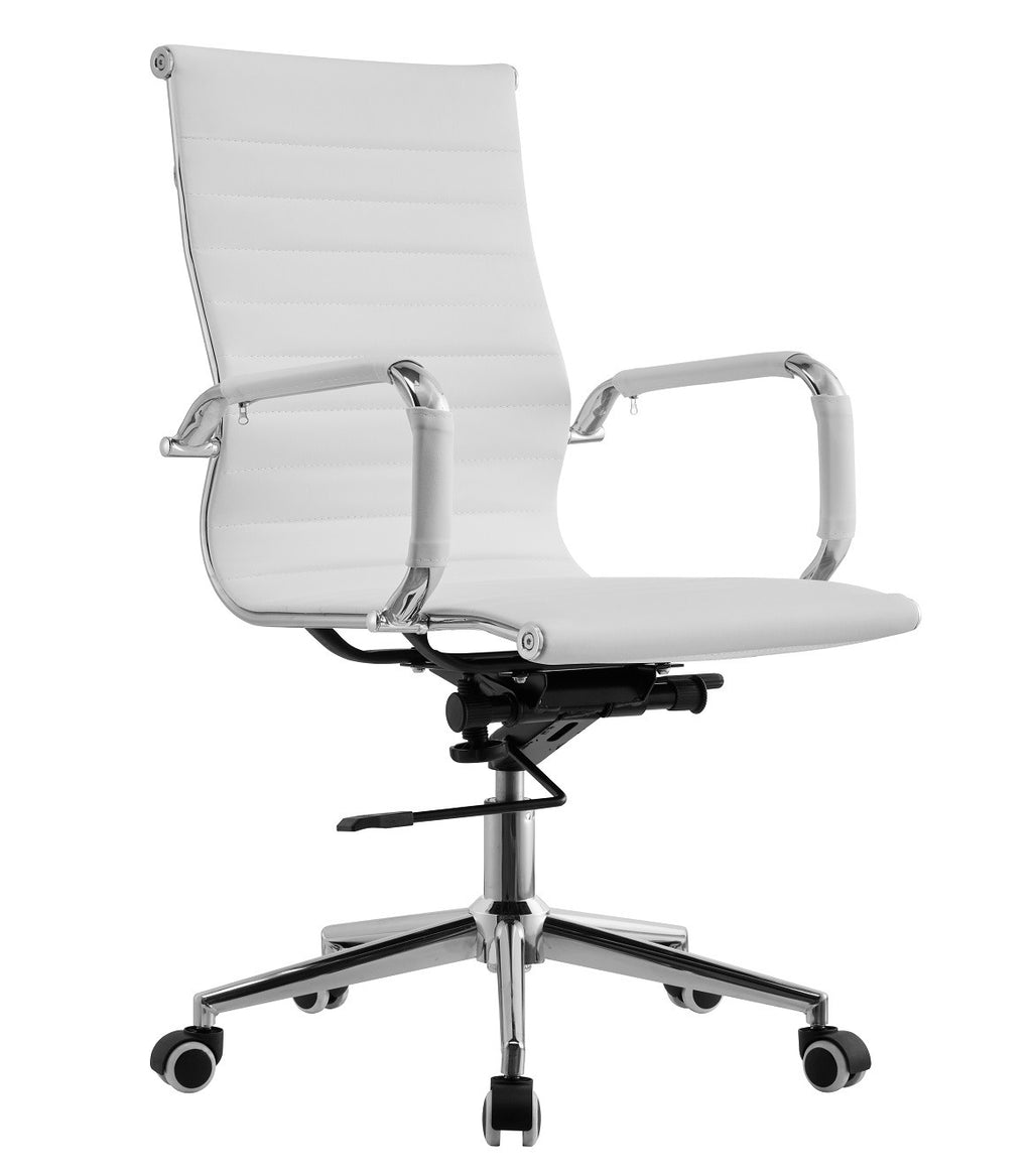 Sillón de oficina OLIVER, giratorio, regulación de altura, basculante profundo, similpiel blanca