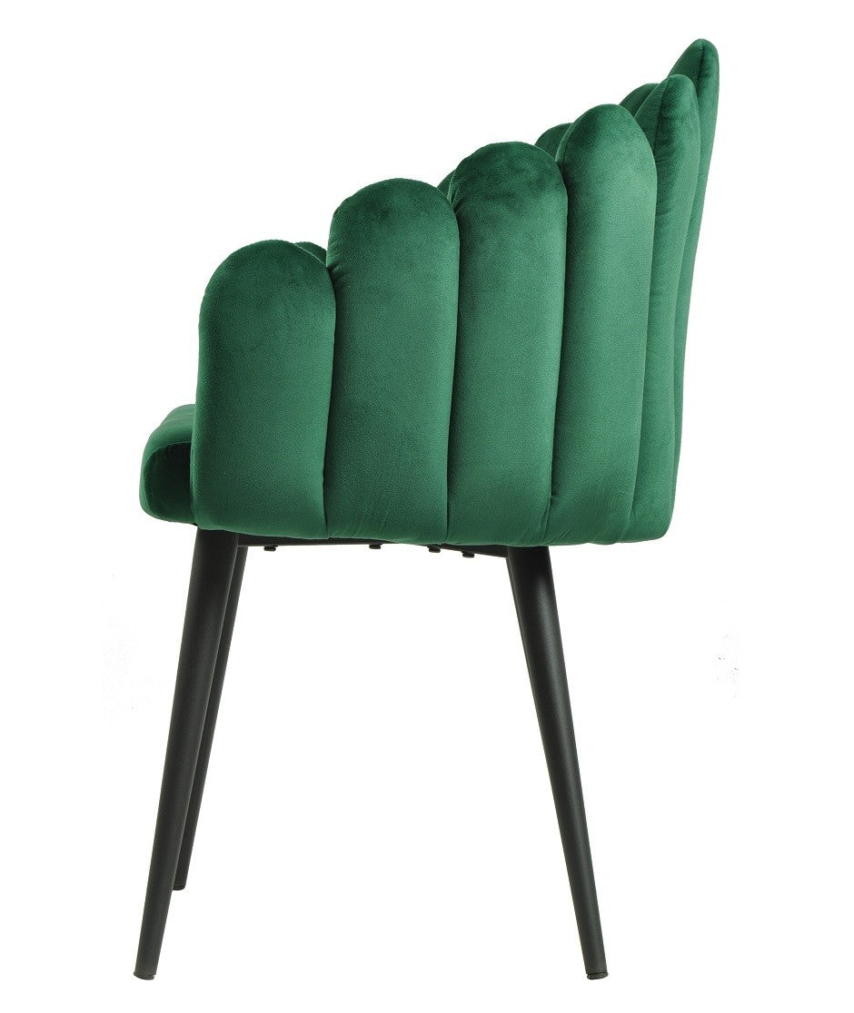 Sillón DEVIN, metal, tapizado velvet verde oscuro