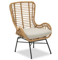 Sillón JAVA, metal, cojín, ratán beige