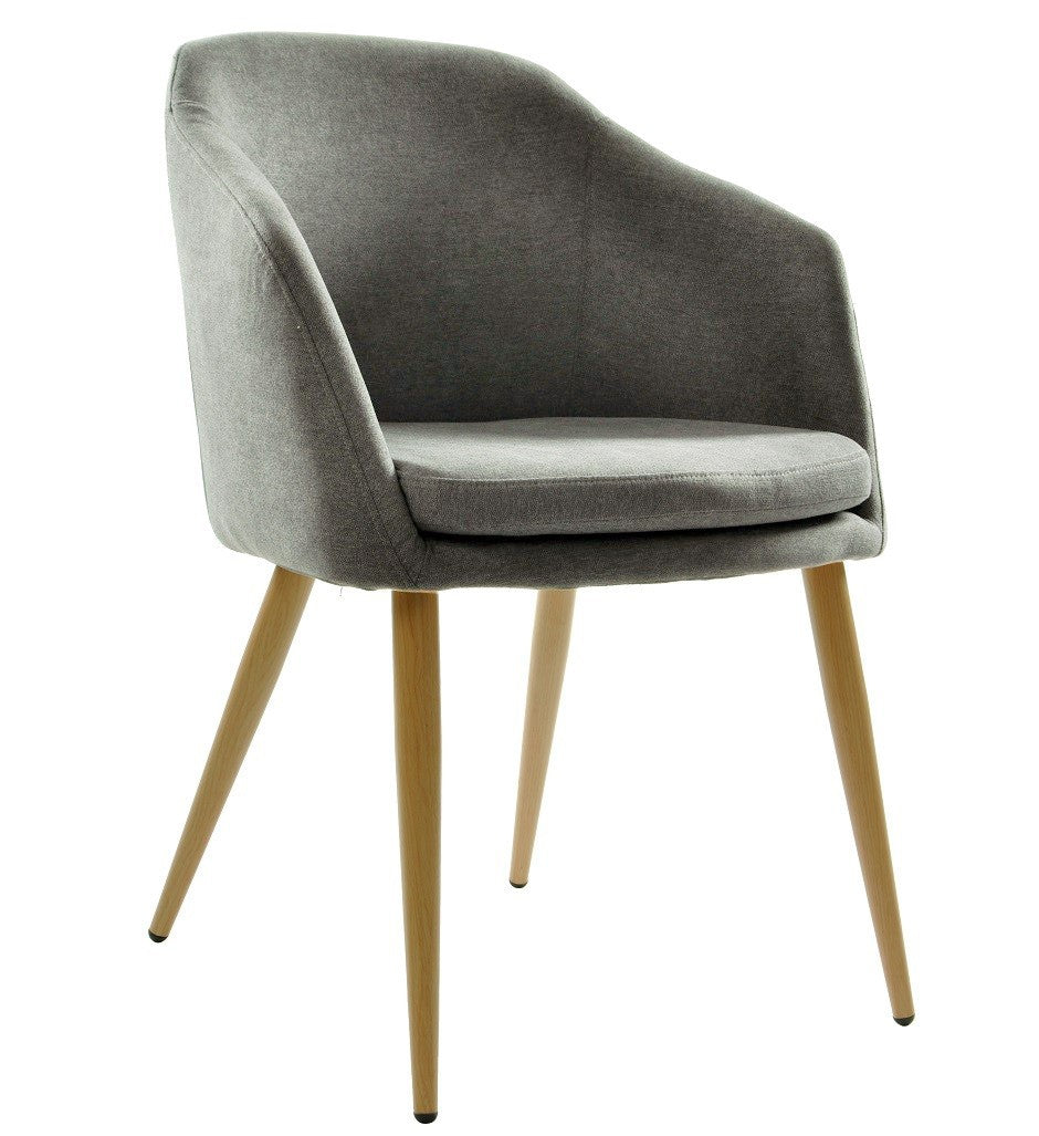Sillón LART, metal, tapizado tejido linen gris oscuro