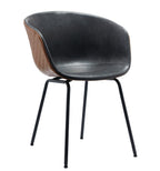 Sillón MISSOURI, metal, similpiel cuero marrón y negro
