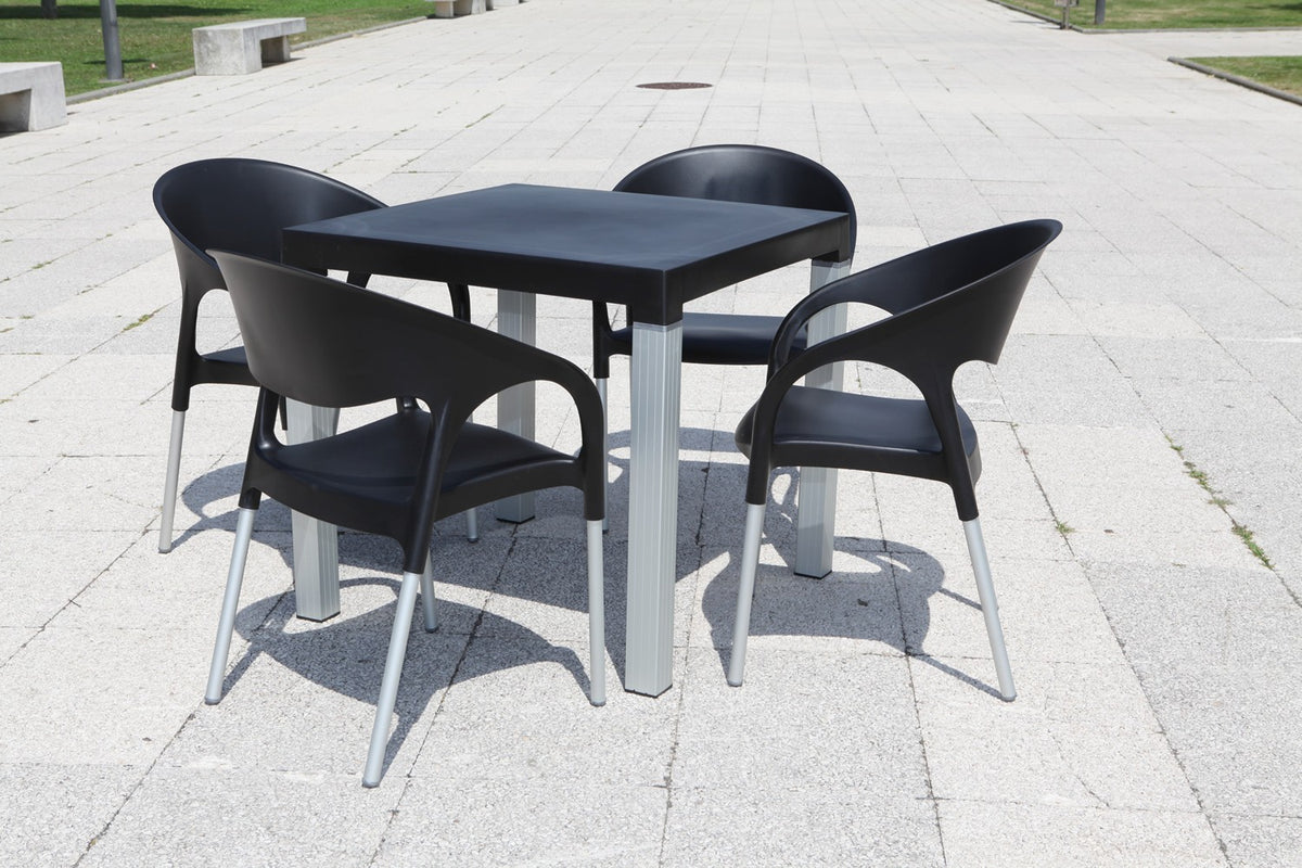 Sillón MOON, aluminio, polipropileno negro*