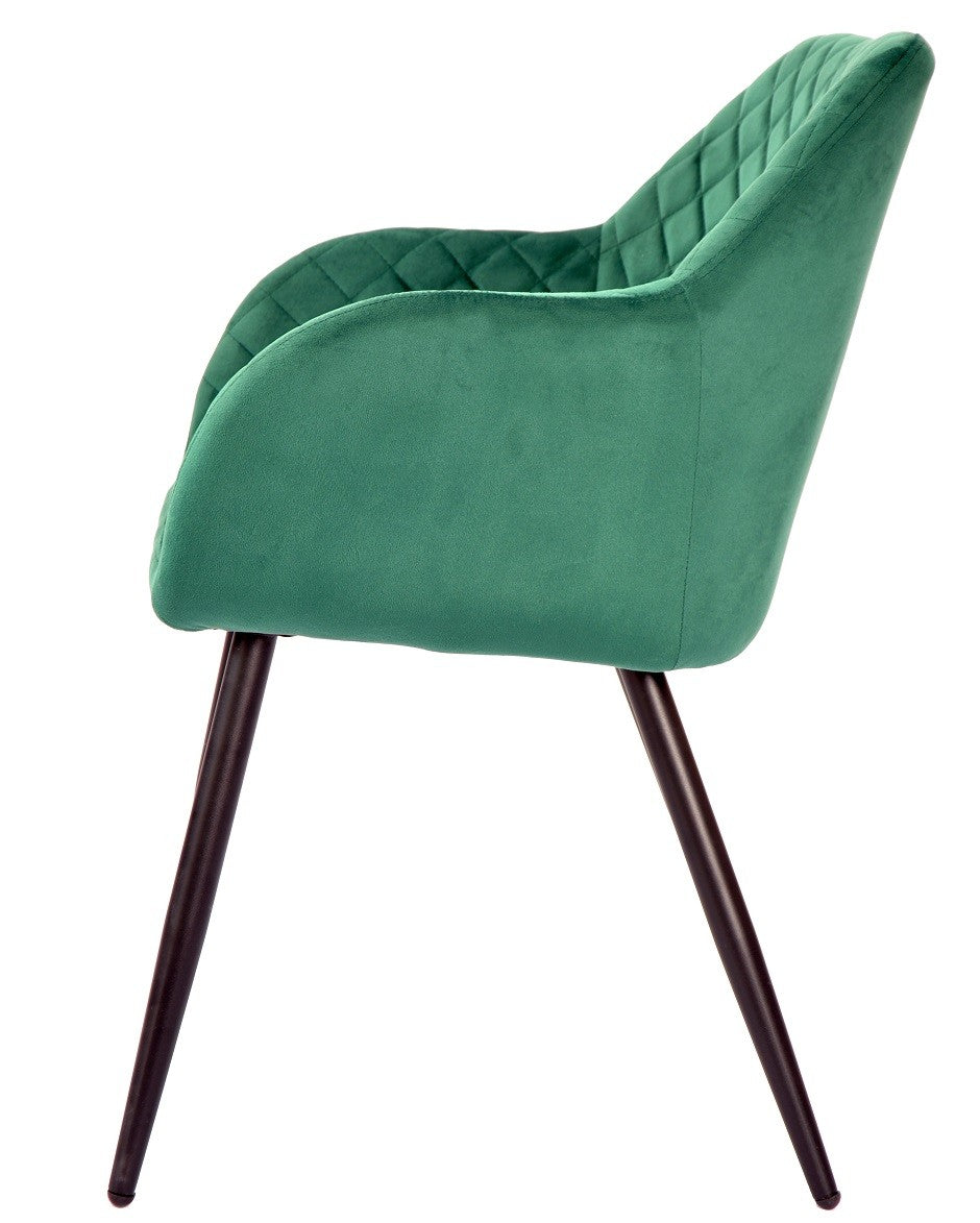 Sillón ROLANDO, metal, tapizado velvet 56 verde oscuro
