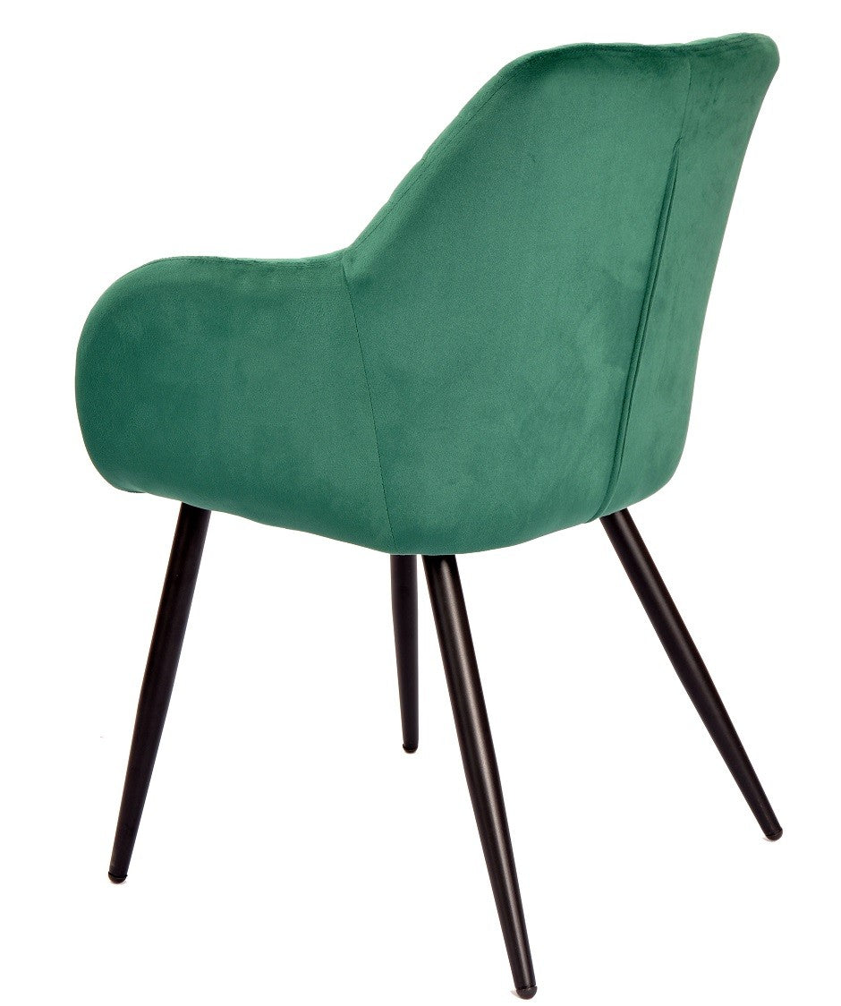 Sillón ROLANDO, metal, tapizado velvet 56 verde oscuro