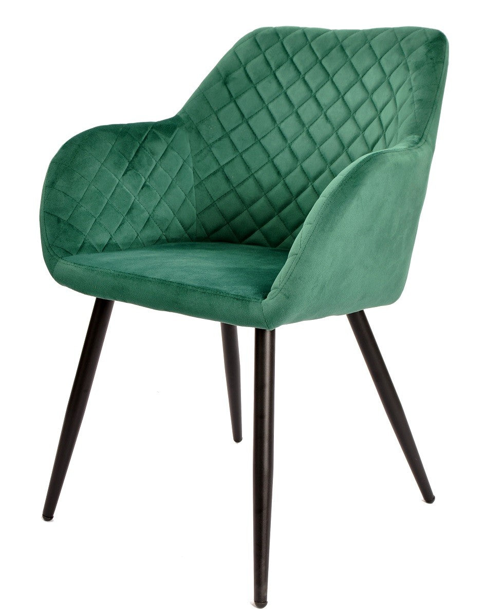 Sillón ROLANDO, metal, tapizado velvet 56 verde oscuro