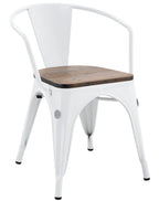 Sillón TOL EK WOOD, acero, blanco, asiento madera