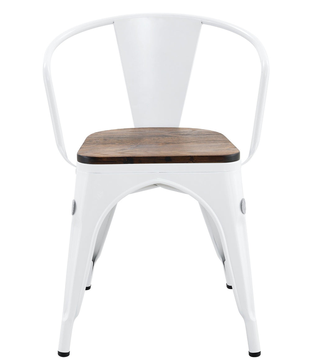 Sillón TOL EK WOOD, acero, blanco, asiento madera