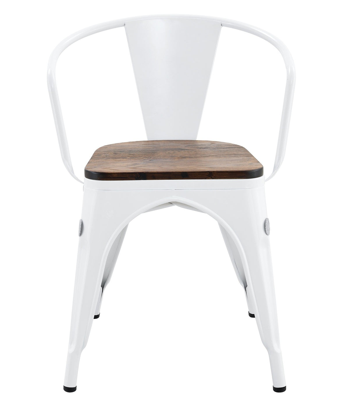 Sillón TOL EK WOOD, acero, blanco, asiento madera