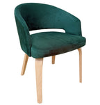 Sillón VISEU, contrachapado de madera de hevea, natural, velvet verde oscuro
