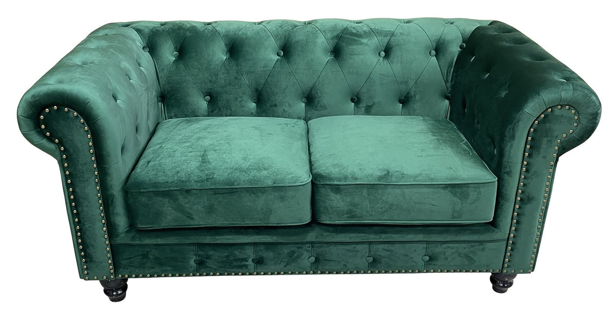 Sofá CHESTER PREMIUM, 2 plazas, tapizado velvet esmeralda