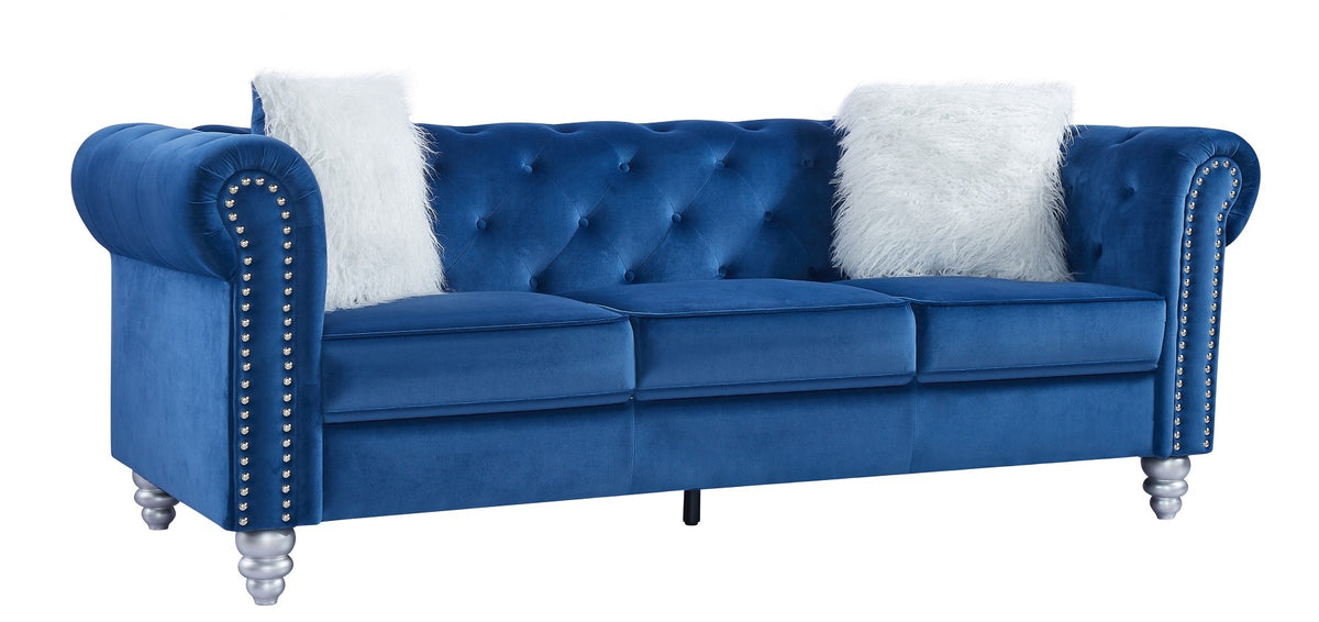 Sofá CHESTER STYLE, 3 plazas, tapizado velvet azul 67