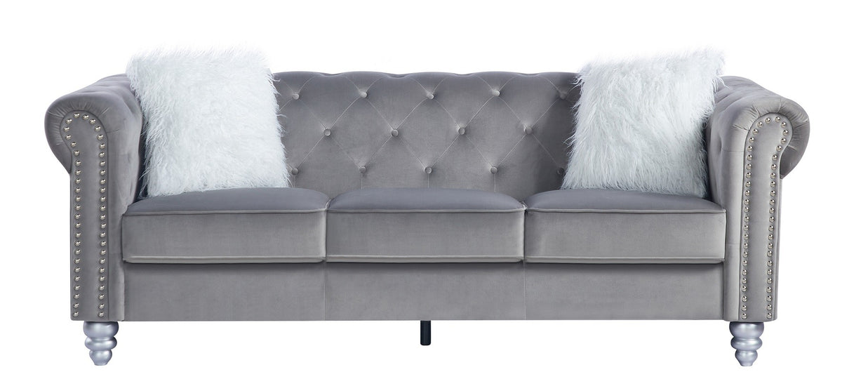Sofá CHESTER STYLE, 3 plazas, tapizado velvet gris 27
