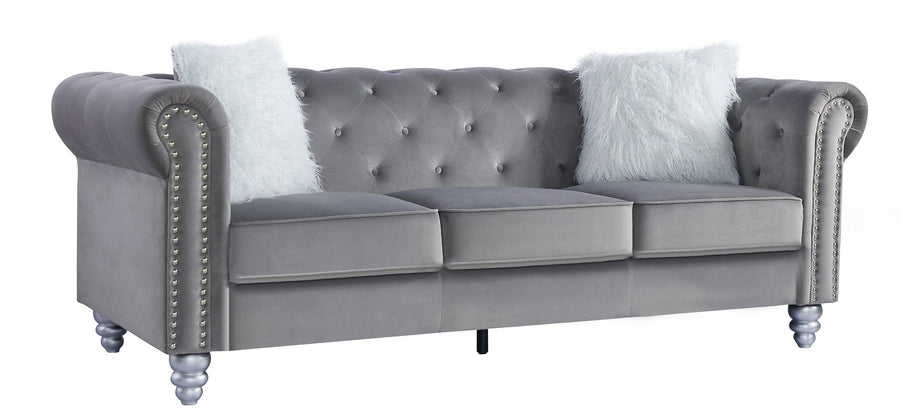 Sofá CHESTER STYLE, 3 plazas, tapizado velvet gris 27