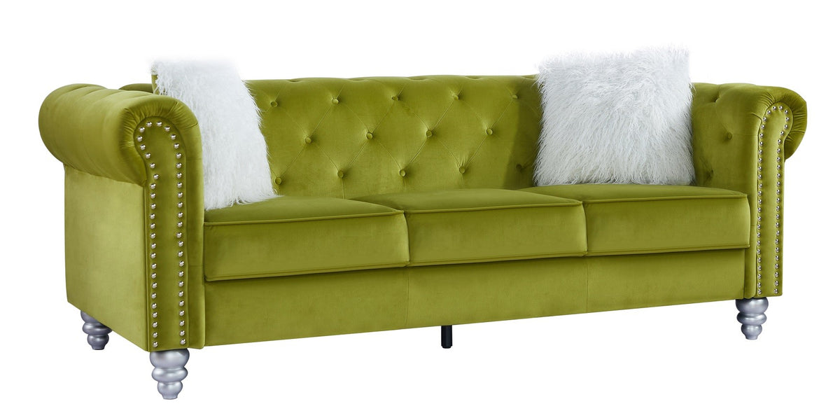 Sofá CHESTER STYLE, 3 plazas, tapizado velvet verde 38