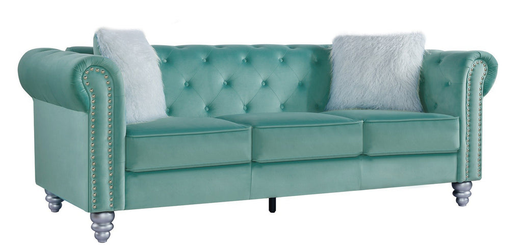 Sofá CHESTER STYLE, 3 plazas, tapizado velvet verde agua 58