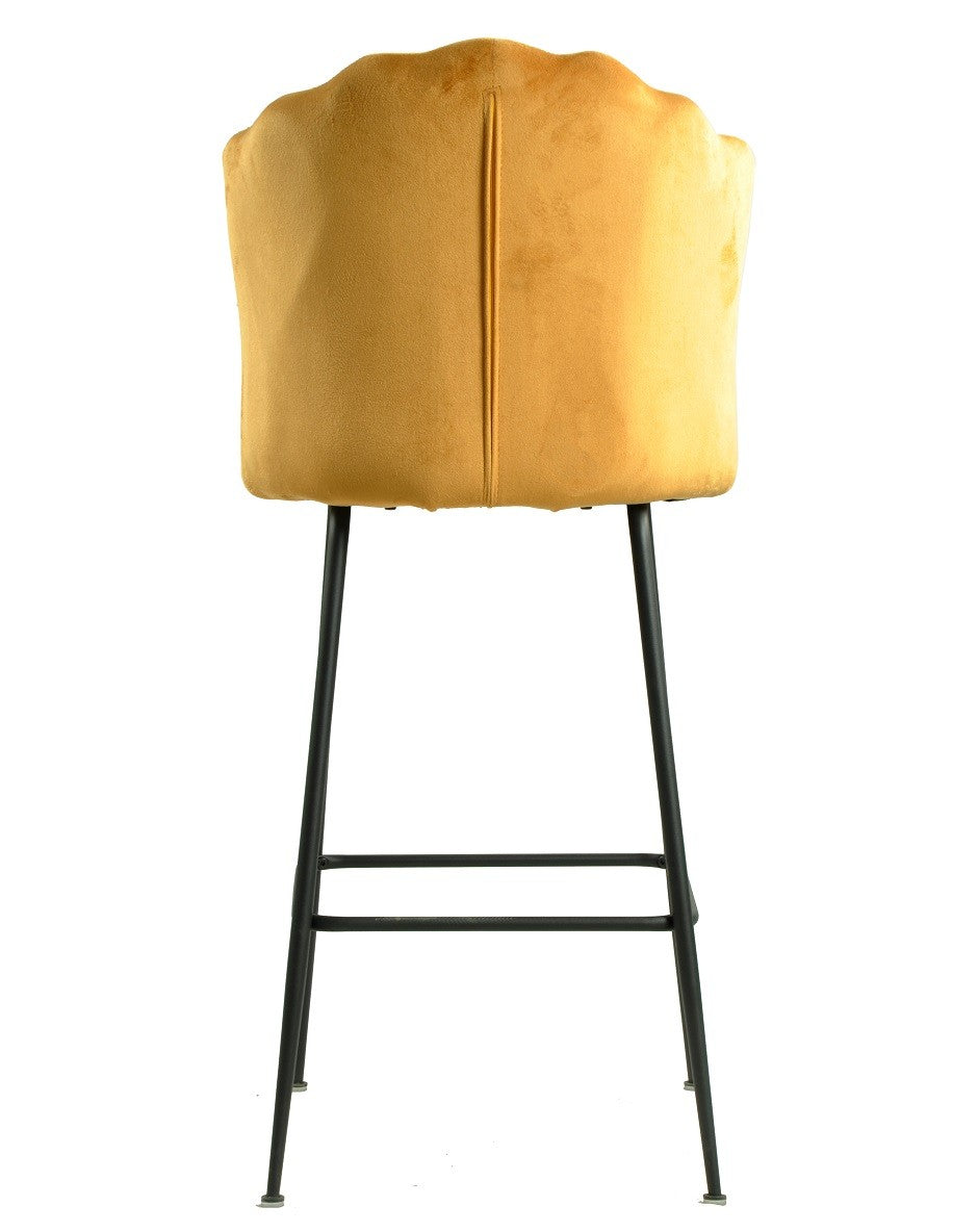 Taburete DEVIN, metal, tapizado velvet amarillo
