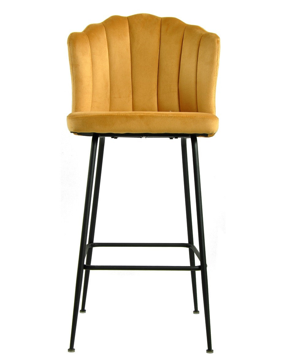 Taburete DEVIN, metal, tapizado velvet amarillo