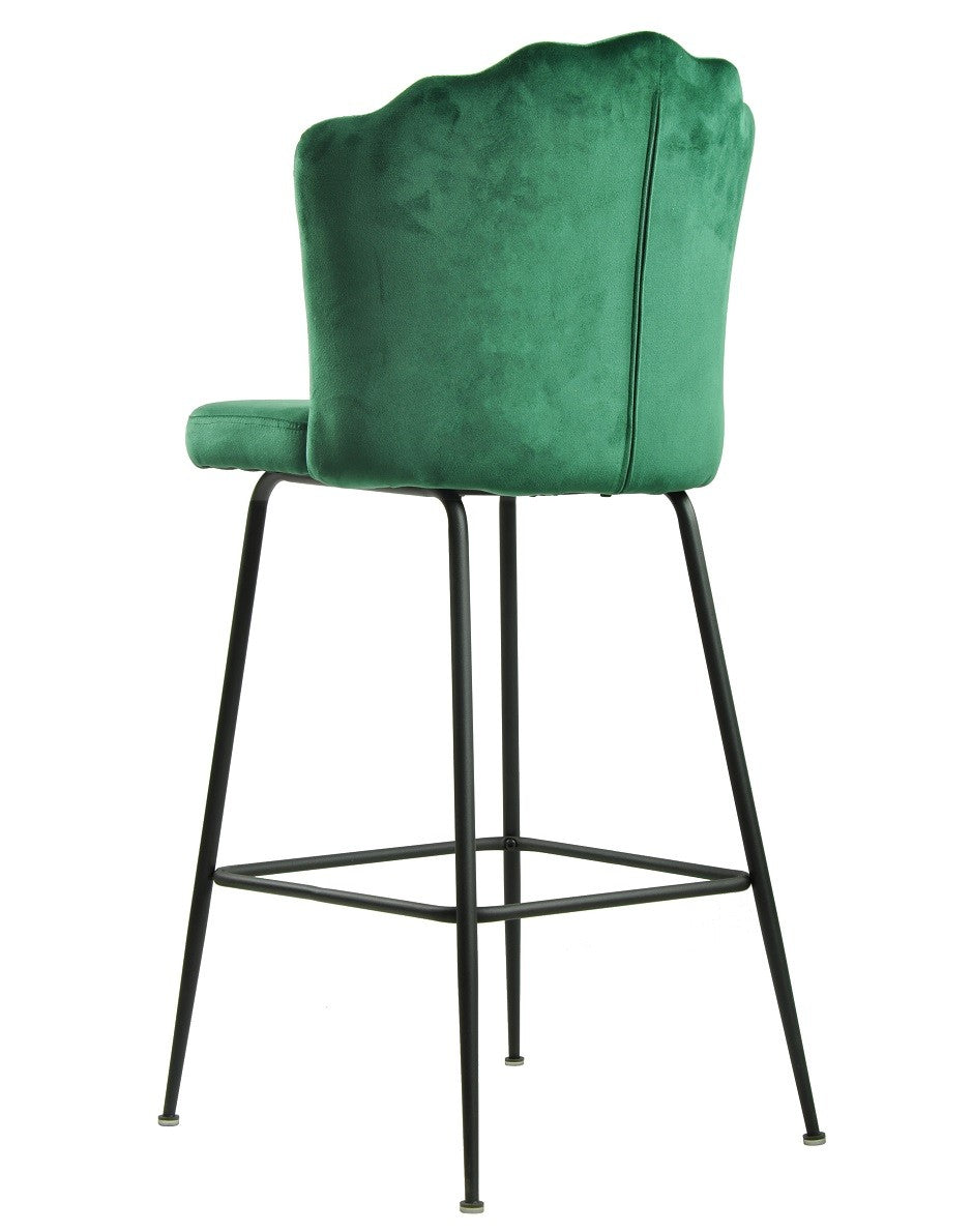 Taburete DEVIN, metal, tapizado velvet verde oscuro