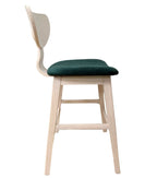 Taburete DUBLIN, madera de hevea, natural, velvet verde oscuro