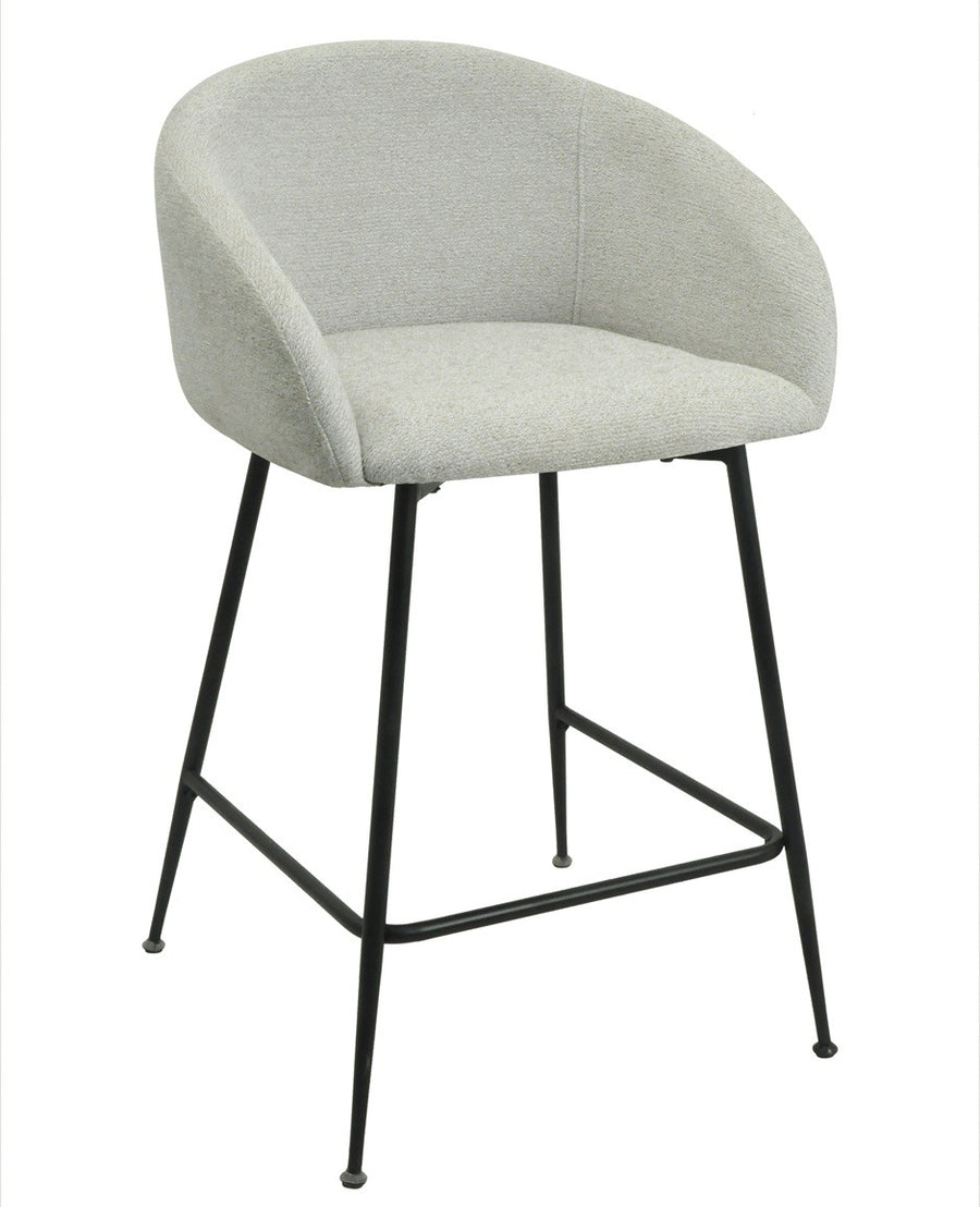 Taburete LAUREN 60 cms, metal, tapizado tejido linen gris claro