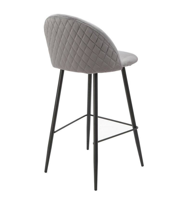 Taburete MAGDA NEW, metal, tapizado velvet gris